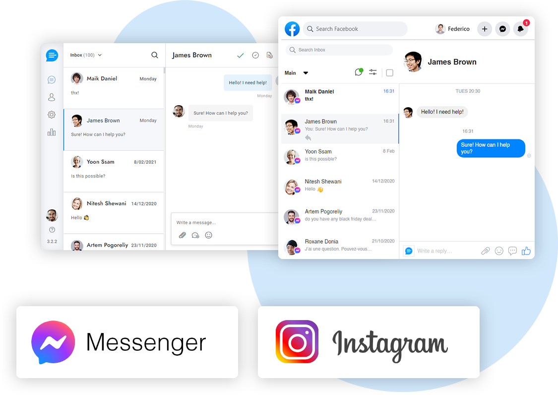 Facebook Messenger & Instagram
