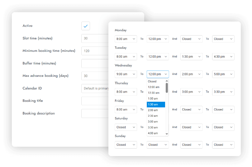 Google Calendar settings